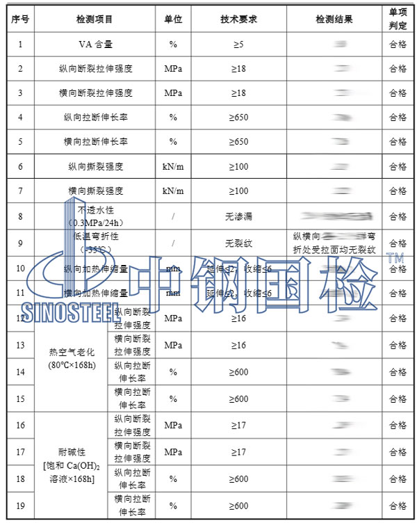 防水板檢測項(xiàng)目結(jié)果