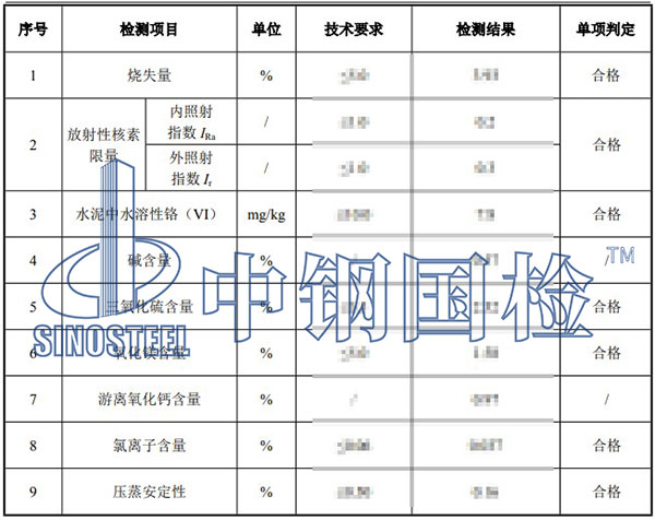 水泥檢測項目結果