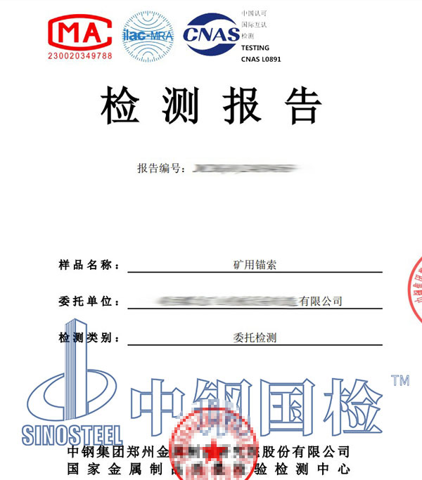 錨索第三方檢測(cè)報(bào)告